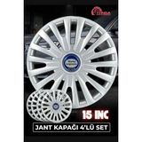 Yonga Oto Aksesuar Fiat Fiorino 15 Inç Jant Kapağı 4'lü Set Gümüş + 4 Amblem + 8 Cırt Kelepçe
