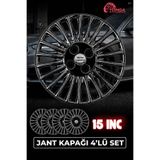 YONGA OTO AKSESUAR Fiat Fiorino 15 İnç Jant Kapağı 4'lü Set Piano Black + 4 Amblem + 8 Cırt Kelepçe