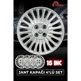 YONGA OTO AKSESUAR FİAT LİNEA 15 İnç Jant Kapağı 4'lü Set Gümüş + 4 Amblem