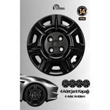Yonga Oto Aksesuar Fiat Palio Jant Kapağı 14 Inç Kırılmaz 4'lü + 4 Amblem - Parlak Siyah