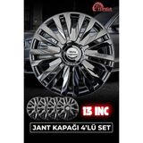 Yonga Oto Aksesuar Fiat Palio Van Jant Kapağı 13 Inç Kırılmaz 4'lü + 4 Amblem + 8 Cırt Kelepçe - Parlak Siyah