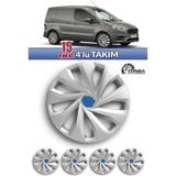 YONGA OTO AKSESUAR Ford Connect 15 Inç Jant Kapağı 4'lü Set Gümüş Gri + 4 Amblem + 8 Cırt Kelepçe - 32 Gümüş Gri