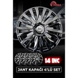 Yonga Oto Aksesuar Ford Escort 14 Inç Jant Kapağı 4'lü Set Piano Black + 4 Amblem + 8 Cırt Kelepçe - Parlak Siyah