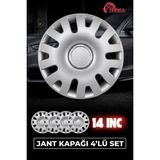 Yonga Oto Aksesuar Ford Tourneo Courier 14 Inç Jant Kapağı 4'lü Set Gümüş + 4 Amblem + 8 Cırt Kelepçe
