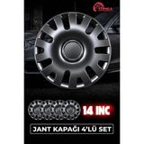 Yonga Oto Aksesuar Ford Tourneo Courier 14 Inç Jant Kapağı 4'lü Set Piano Black + 4 Amblem + 8 Cırt Kelepçe