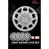 Yonga Oto Aksesuar Ford Transit Custom 16 Inç Kırılmaz Jant Kapağı 4 Adet Gümüş + 4 Amblem + 8 Cırt Kelepçe