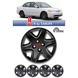 YONGA OTO AKSESUAR HONDA CİVİC 14 İnç Kırılmaz Jant Kapağı 4 Adet Piano Black+ 4 Amblem