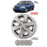 YONGA OTO AKSESUAR HYUNDAİ ACCENT Era 14 İnç Jant Kapağı 4'lü Set Gümüş + 4 Amblem