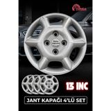 YONGA OTO AKSESUAR Hyundai Accent Yumurta Kasa 13 İnç Jant Kapağı 4'lü Set Gümüş + 4 Amblem