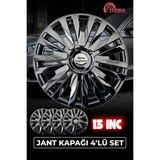 Yonga Oto Aksesuar Hyundai Getz 13 Inç Jant Kapağı 4'lü Set Piano Black + 4 Amblem + 8 Cırt Kelepçe - Parlak Siyah