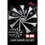 Yonga Oto Aksesuar Kia Cerato 15 Inç Jant Kapağı 4'lü Set Siyah Gümüş + 4 Amblem + 8 Cırt Kelepçe