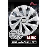 Yonga Oto Aksesuar Nissan Mıcra 14 Inç Jant Kapağı 4'lü Set Gümüş + 4 Amblem + 8 Cırt Kelepçe