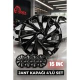 Yonga Oto Aksesuar Nissan Primera 15 Inç Jant Kapağı 4'lü Set Piano Black + 4 Amblem