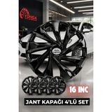 Yonga Oto Aksesuar Nissan Qashqai 16 Inç Kırılmaz Jant Kapağı 4 Adet Piano Black + 4 Amblem + 8 Cırt Kelepçe