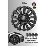 Yonga Oto Aksesuar Opel Corsa 15 Inç Jant Kapağı 4'lü Set Piano Black + 4 Amblem + 8 Cırt Kelepçe - Parlak Siyah