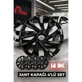 Yonga Oto Aksesuar Opel Corsa Jant Kapağı 14 Inç Kırılmaz 4'lü + 4 Amblem + 8 Cırt Kelepçe - Siyah