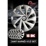 Yonga Oto Aksesuar Opel Corsa Jant Kapağı 15 Inç Kırılmaz 4'lü + 4 Amblem + 8 Cırt Kelepçe - Gri