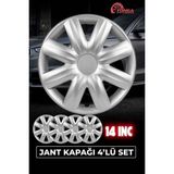 Yonga Oto Aksesuar Renault 14 Inç Jant Kapağı 4'lü Set Gümüş + 4 Amblem + 8 Cırt Kelepçe