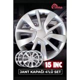 Yonga Oto Aksesuar Renault 15 Inç Jant Kapağı 4'lü Set Gümüş + 4 Amblem + 8 Cırt Kelepçe