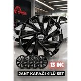 Yonga Oto Aksesuar Renault Broadway R19 13 Inç Jant Kapağı 4'lü Set Piano Black + 4 Amblem + 8 Cırt Kelepçe
