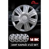 YONGA OTO AKSESUAR RENAULT CLİO 2 14 İnç Kırılmaz Jant Kapağı 4 Adet Gümüş + 4 Amblem + 8 Cırt Kelepçe