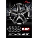 YONGA OTO AKSESUAR Renault Fluence 16 İnç Jant Kapağı 4'lü Set Piano Black + 4 Amblem