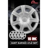 Yonga Oto Aksesuar Renault Kangoo 15 Inç Jant Kapağı 4'lü Set Gümüş + 4 Amblem + 8 Cırt Kelepçe