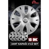 YONGA OTO AKSESUAR RENAULT MEGANE 2 15 İnç Jant Kapağı 4'lü Set Gümüş + 4 Amblem + 8 Cırt Kelepçe