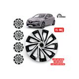 Yonga Oto Aksesuar Renault Symbol 15 Inç Jant Kapağı 4'lü Set Siyah Gümüş + 4 Amblem + 8 Cırt Kelepçe