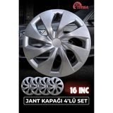 YONGA OTO AKSESUAR TOYOTA 16 İnç Jant Kapağı 4'lü Set Gümüş + 4 Amblem + 8 Cırt Kelepçe