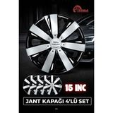 Yonga Oto Aksesuar Volkswagen Jetta 15 Inç Jant Kapağı 4'lü Set Siyah Gümüş + 4 Amblem + 8 Cırt Kelepçe