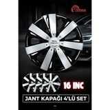 Yonga Oto Aksesuar Volkswagen Jetta 16 Inç Jant Kapağı 4'lü Set Siyah Gümüş + 4 Amblem + 8 Cırt Kelepçe