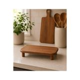 Yonga Sanat Atölyesi 35x17 cm Ahşap Sunum Tahtası Yuvarlak Ayaklı, Doğal Ahşap Kahvaltılık Sunum Standı, Dekoratif Servis Tabağı, Ev Hediyesi
