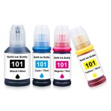 Yongairuink 101 Mürekkep Epson 101 Mürekkep Şişesi ile Uyumlu Çoklu Paket EcoTank C13T03V14A C13T03V24A C13T03V34A L4150 L4160 L6160 L6170 L6190 (4'lü Paket, Pigment Siyah/Camgöbeği/Macen) ta/sarı)