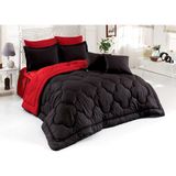 Yonk Life Home Ranfors Tek Kişilik Silikon YORGAN-%100 Pamuk - 160 x 220 cm - Siyah - Kırmızı