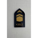 Yönline 2'li Kıble Siyah Pleksi Yönlendirme Levhası 8x14 cm Kendinden Yapışkanlı Yön Tabelası