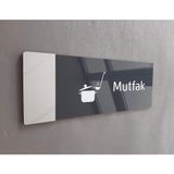 Yönline Aynalı Klasik Seri Mutfak Kapı Isimliği - 24 x 9 cm - Tekli