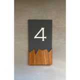Yönline Dikey Kapı Numarası Pratik Kendinden Yapışkanlı Arkası Bantlı Wooden Serisi -4