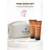 Yoon Tuzsuz Sülfatsız Şampuan 250ML, Saç Bakım Kremi 200 Ml, Bakım Çantası, Paraben ve Silikon Içermez