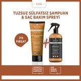 Yoon Vegan Tuzsuz Şampuan & Saç Bakım Spreyi 250ML, Keratin, Kolajen ve B7 Biotinli 2'li Besleyici Set