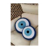 Yoran Büfe Hediyelik Nazar Boncuğu Model Yuvarlak Kırlent (El Örgüsü) - 30 cm