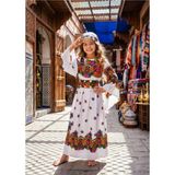 Yöresel Hamavi Çocuk Elbise (Şal ve Kuşak Birlikte) Mezuniyet 23 Nisan Çocuk Kaftan Çoçuk Abiye - Beyaz - 4 - 5 Yaş