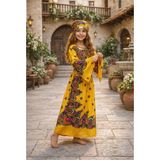 Yöresel Hamavi Çocuk Elbise (Şal ve Kuşak Birlikte) Mezuniyet 23 Nisan Çocuk Kaftan Çoçuk Abiye - Sarı - 2 - 3 Yaş