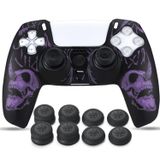 YoRHa PlayStation 5 Controller PS5 Controller için Lazer Oyma Silikon Kaplama x 1 (Mor) Pro Thumb Grips x 8
