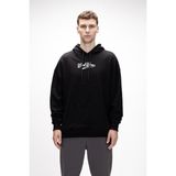 York Siyah Kapüşonlu Oversize Erkek Baskılı Sweatshirt - Siyah - M