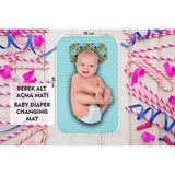 Yorka Bebek Alt Açma Minderi Bakım Pedi Örtüsü Mavi Desenli