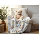 Yorka Desenli Polar Bebek Çocuk Battaniyesi Çok Amaçlı - 75 x 120 cm - Açık Gri