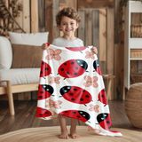 Yorka Desenli Polar Bebek Çocuk Battaniyesi Çok Amaçlı - 75 x 120 cm - Beyaz - Kırmızı