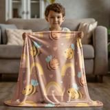 Yorka Desenli Polar Bebek Çocuk Battaniyesi Çok Amaçlı - 75 x 120 cm - Turuncu