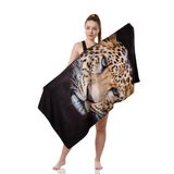 YORKA TEXTİLE Kaplan Desenli Plaj Havlusu, Spor Havlusu, Mikrofiber Hızlı Kuruyan Plaj Havlusu 70x140cm